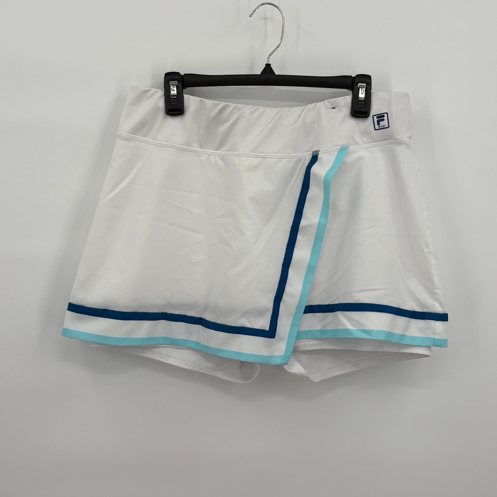 Fila Sport Womens XL White Tennis Skort Blue Striped Active Skirt